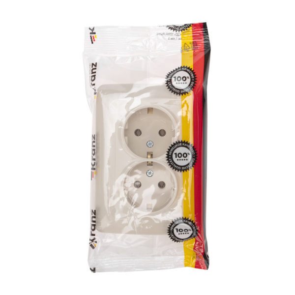 DEA Розетка 2-ая с/з с/у 16А Беж KRANZ 