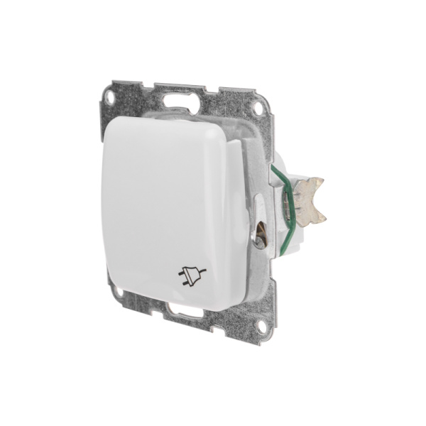 DEA Розетка 1-ая с/з с крышкой с/у 16А мех. Бел KRANZ  