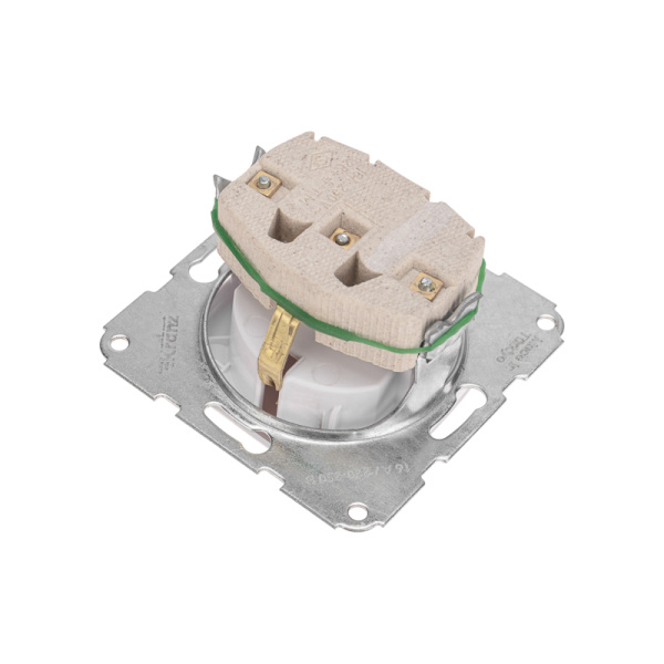 DEA Розетка 1-ая керамика с/з с крышкой с/у 16А мех. Бел KRANZ  