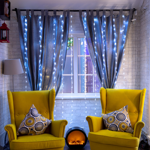 Гирлянда Светодиодный Дождь 3х2 м, эффект водопада, прозрачный провод, 230 В, диоды белые, 240 LED