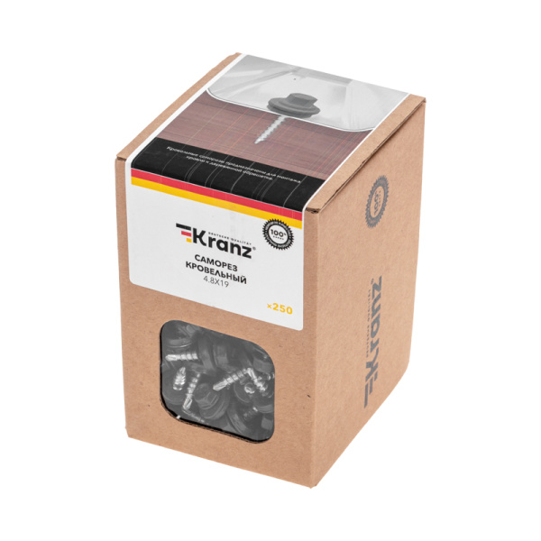 Саморез кровельный 4,8х19мм, окрашенный RAL 7024, короб (250 шт/уп) KRANZ