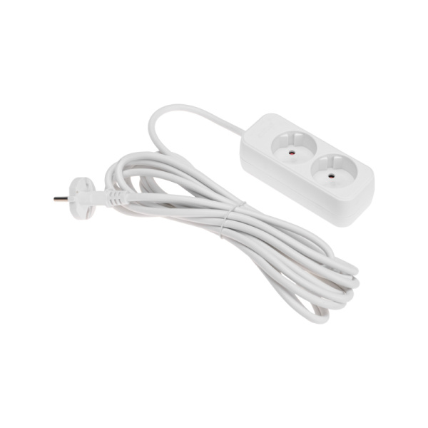 Удлинитель STANDARD 2 гнезда, 5м, 2х1,0мм², б/з, белый REXANT