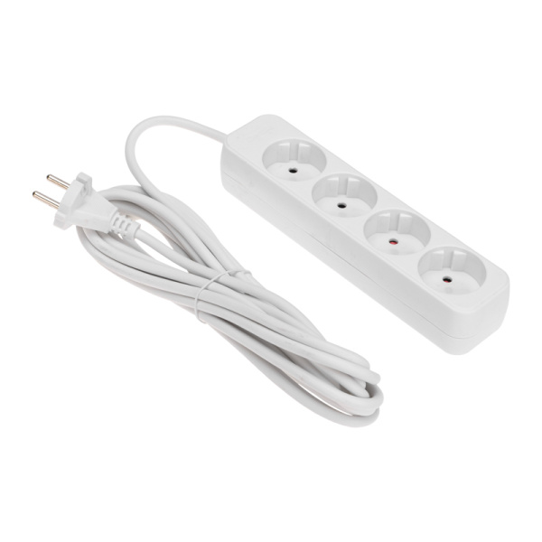 Удлинитель STANDARD 4 гнезда, 5м, 2х1,0мм², б/з, белый REXANT