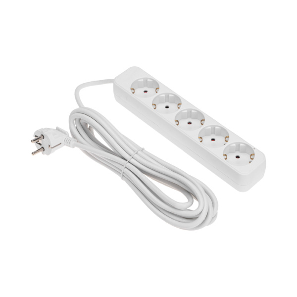 Удлинитель STANDARD 5 гнезд, 5м, 3х1,0мм², с/з, белый REXANT