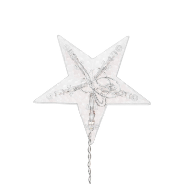 Гирлянда Бахрома со снежинками 2,4х0,9м, 150LED БЕЛЫЙ, прозрачный ПВХ, IP20, свечение с динамикой, 230В, не соединяется, с контроллером 8 режимов