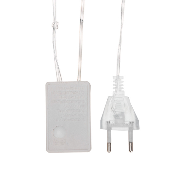 Гирлянда Арка со звездами 2,5х1,2м, 136LED ТЕПЛЫЙ БЕЛЫЙ, прозрачный ПВХ, IP20, свечение с динамикой, 230В, не соединяется, с контроллером 8 режимов