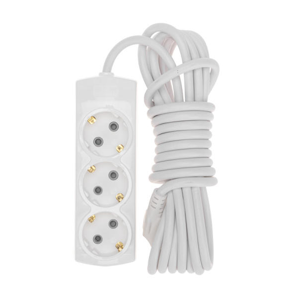 Удлинитель PREMIUM 3 гнезда, 5м, 3х1,5мм², с/з, белый REXANT