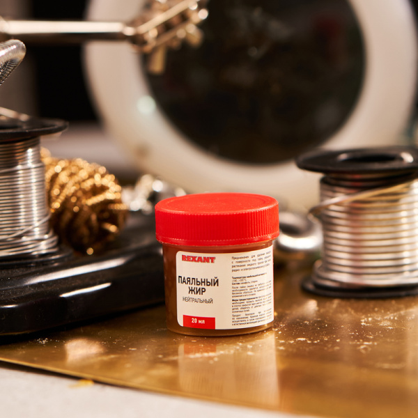 Флюс для пайки, паяльный жир НЕЙТРАЛЬНЫЙ, 20мл, банка, блистер REXANT 