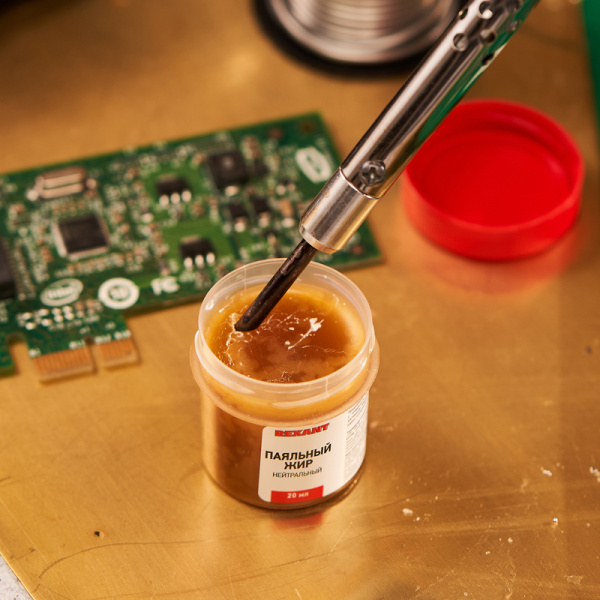 Флюс для пайки, паяльный жир НЕЙТРАЛЬНЫЙ, 20мл, банка, блистер REXANT 