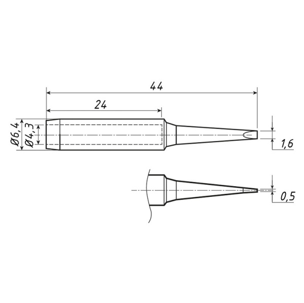 Жало для паяльника серии 900М, Ø4,3мм, тип плоский малый 1,6мм, блистер REXANT