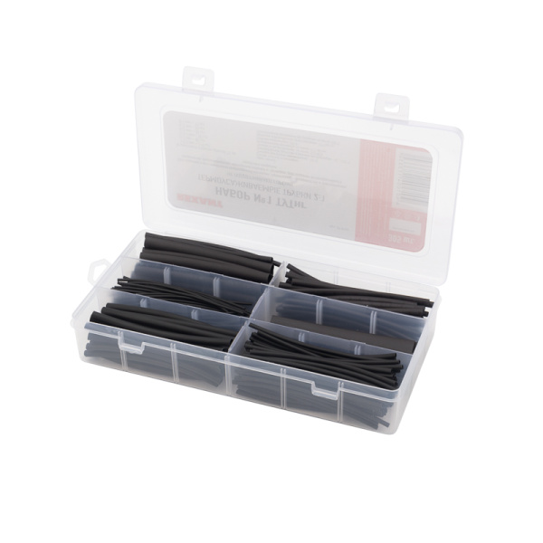 Набор №1 термоусаживаемых трубок ТУТ нг (2:1), черный, 305 шт., REXANT