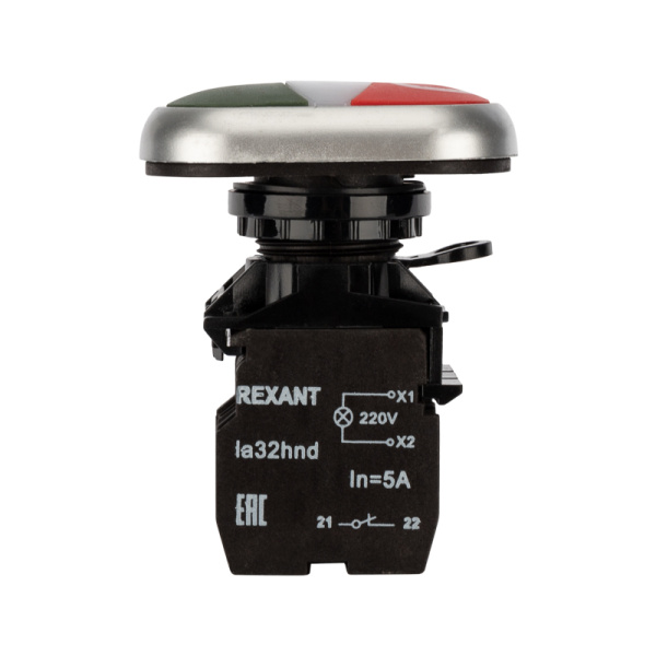 Кнопка LA32 красно-зеленая «Пуск-Стоп» с подсветкой NO+NC