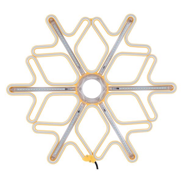 Фигура Снежинка из гибкого неона с эффектом тающих сосулек, 60х60 см, цвет свечения теплый белый/белый NEON-NIGHT