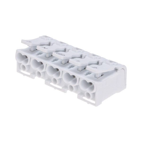 Клемма пружинная соединительная КСП 5-полюсная с монтажными ножками (50 шт./уп.) REXANT