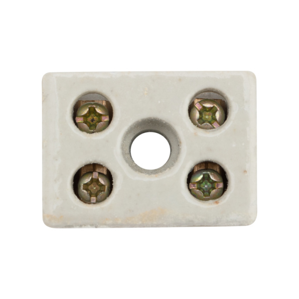 Клемма керамическая винтовая КВ 10 мм² 2 пары контактов с крепежным отверстием (100 шт./уп.) REXANT