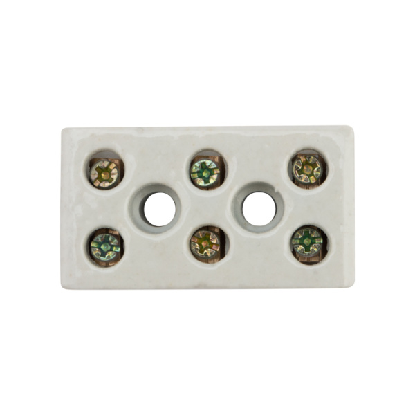 Клемма керамическая винтовая КВ 16 мм² 3 пары контактов с крепежным отверстием REXANT (45 шт./уп.)