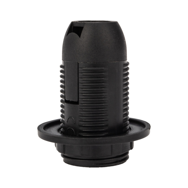 Патрон пластиковый термостойкий подвесной с кольцом Е14, черный REXANT