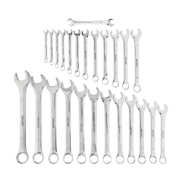 Набор ключей комбинированных 6х32мм, 26 шт, CrV, полированный хром REXANT