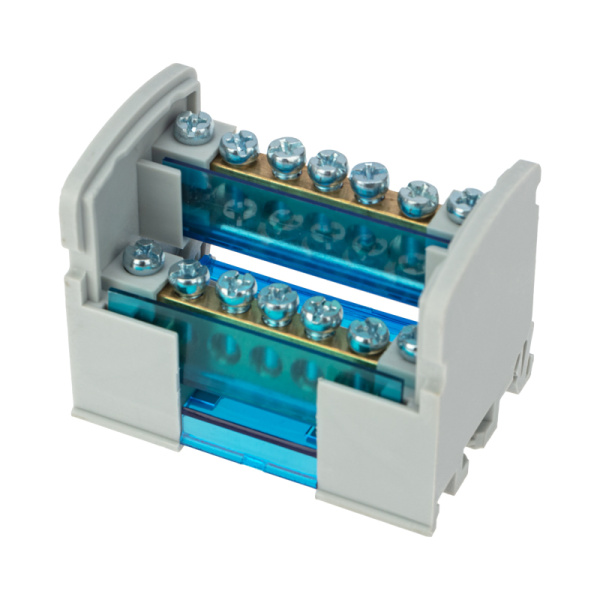 Шина на DIN-рейку в корпусе (кросс-модуль) 2х7 REXANT