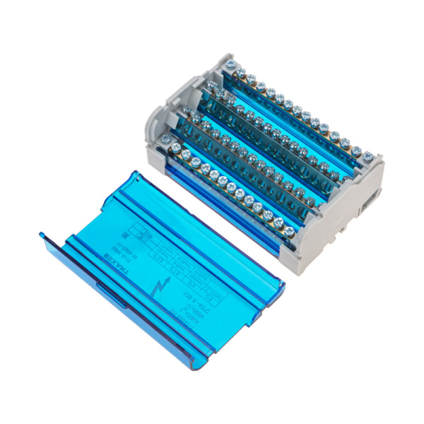 Шина на DIN-рейку в корпусе (кросс-модуль) 4х15 REXANT