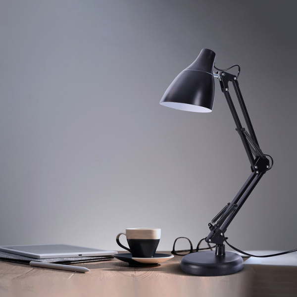 Светильник настольный REXANT Рубикон на металлической стойке с основанием, с цоколем Е27, 60 Вт, цвет антрацит