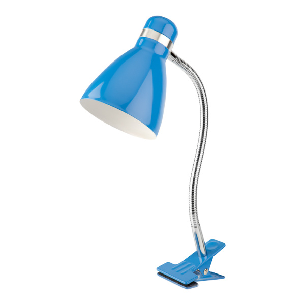 Светильник настольный Моби REXANT  на металлической стойке с зажимом-прищепкой, с цоколем Е27, 60 Вт, цвет летнее небо 