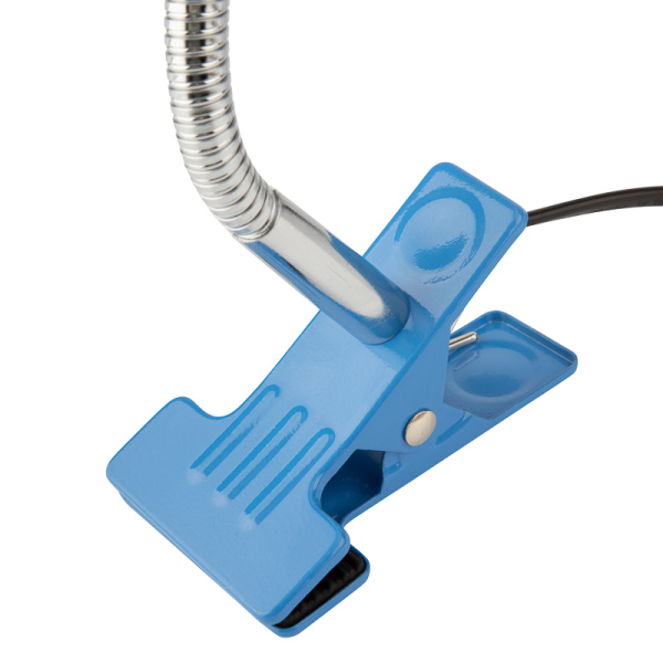 Светильник настольный Моби REXANT  на металлической стойке с зажимом-прищепкой, с цоколем Е27, 60 Вт, цвет летнее небо 