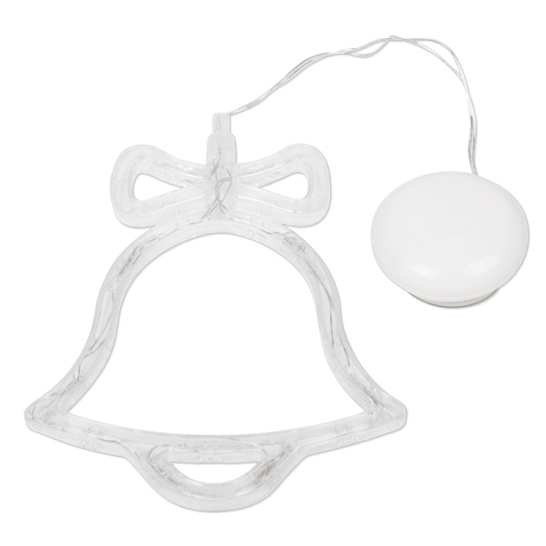 Фигура светодиодная Колокольчик на присоске с подвесом, цвет ТЕПЛЫЙ БЕЛЫЙ