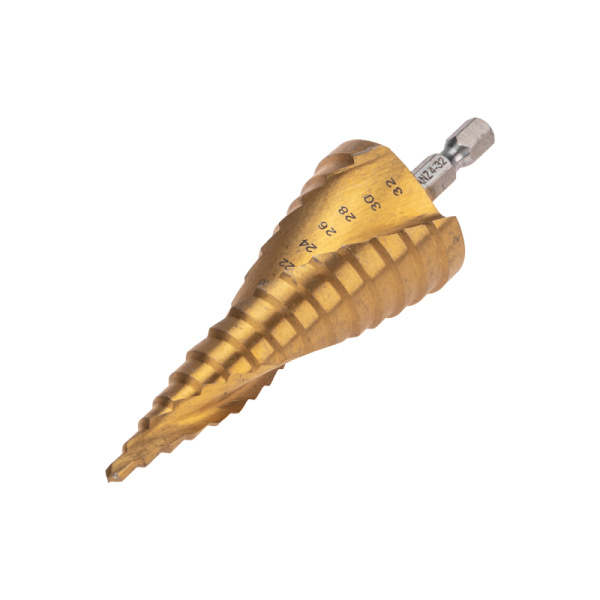 Сверло по металлу ступенчатое ТИТАН 4,0-32,0мм, 102мм, 65 HRC, Р6М5 TiN KRANZ