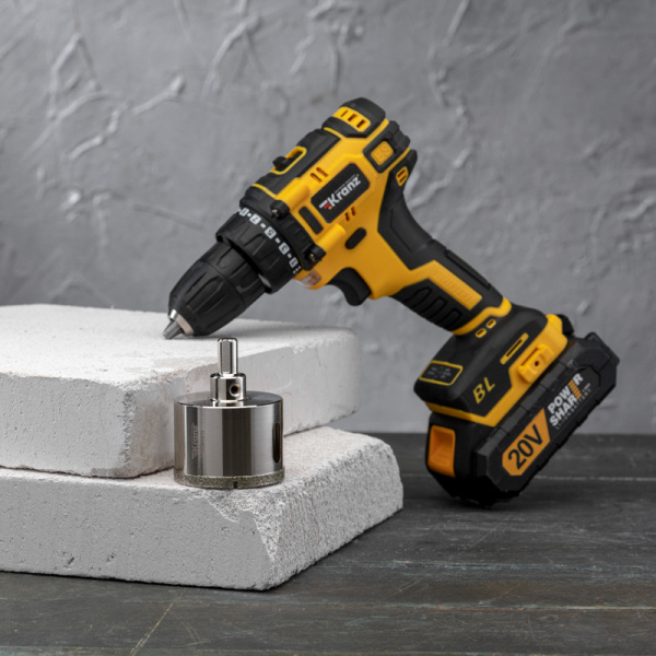 Коронка алмазная 55мм по керамограниту с центровочным сверлом KRANZ