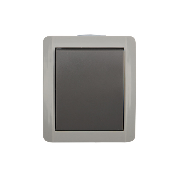 Переключатель проходной INDUSTRIAL IP54, о/у, серый KRANZ