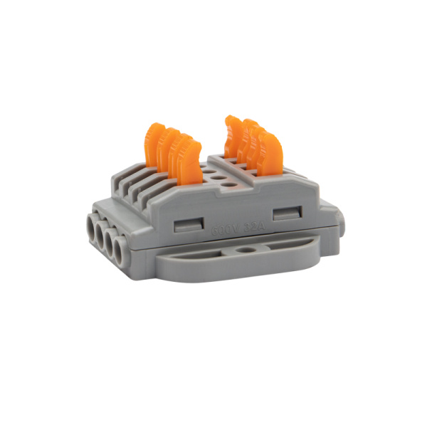 Клемма СМК 222-424P проходная 4 полюса, с монтажной площадкой (0,08-4 мм²), серая (блистер 5 шт./уп.) REXANT