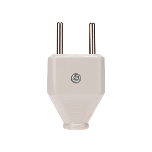 Вилка прямая без з/к 6А плоская белая REXANT