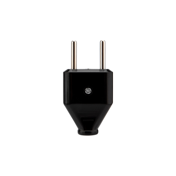 Вилка прямая без з/к 6А плоская черная REXANT