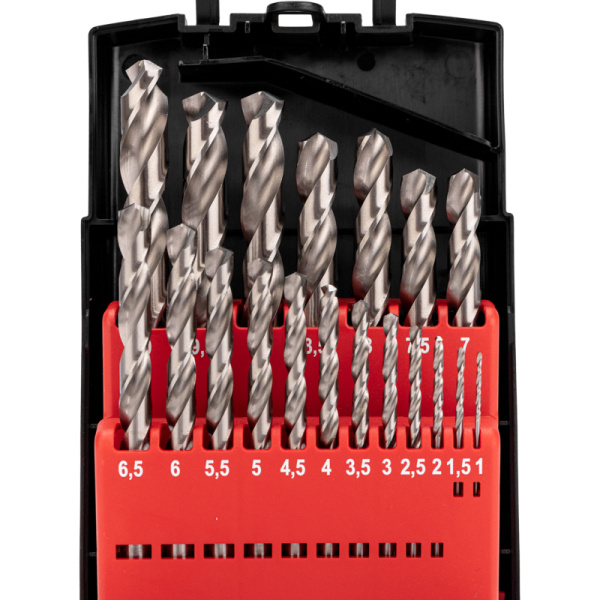 Набор сверл по металлу, 1-10мм (через 0,5мм), Р6М5, цилиндрический хвостовик, 19 шт. KRANZ