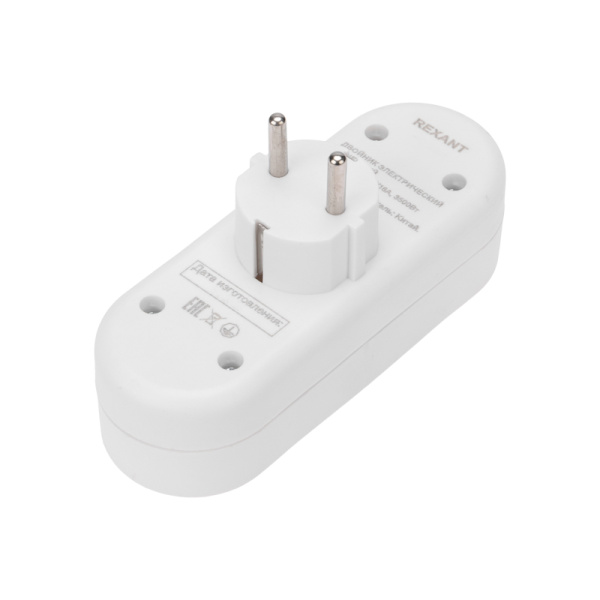 Двойник электрический линейный 16А с/з + 2 USB-порта, 2,4 А, белый REXANT
