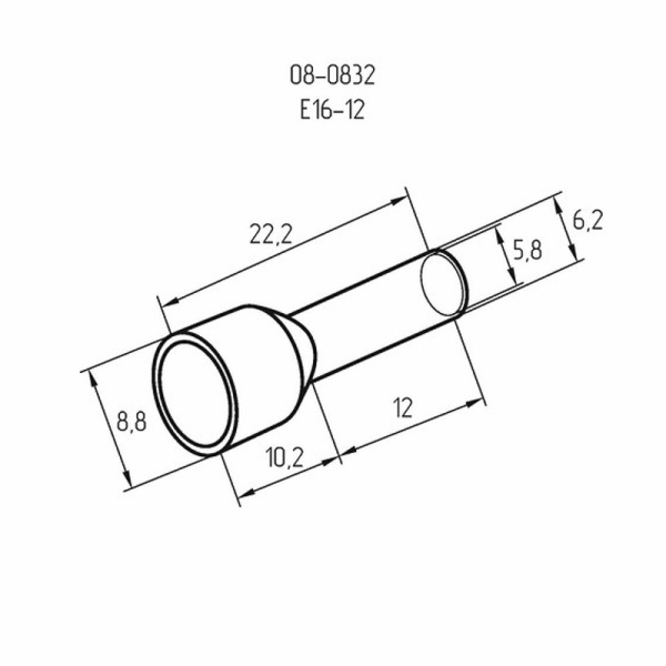 Наконечник штыревой втулочный изолированный F-12 мм 16 мм² (НШВи 16-12) слоновая кость (10шт./уп.) REXANT