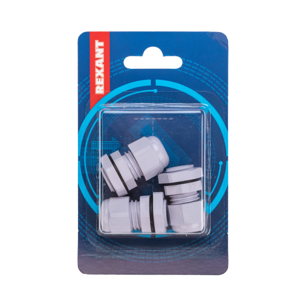 Кабельный ввод PG-9 (4-8мм) серый, комплект (3 шт/уп) REXANT