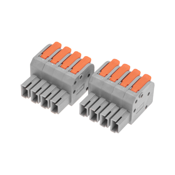 Клемма СМК 222-424R проходная разъемная 4 полюса серая 0,2-2,5/4мм² (20 шт/уп) REXANT