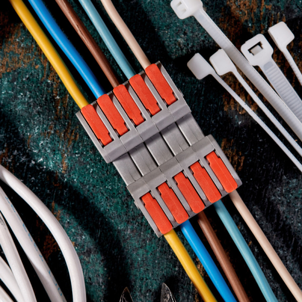 Клемма СМК 222-425R проходная разъемная 5 полюсов серая 0,2-2,5/4мм² (20 шт/уп) REXANT