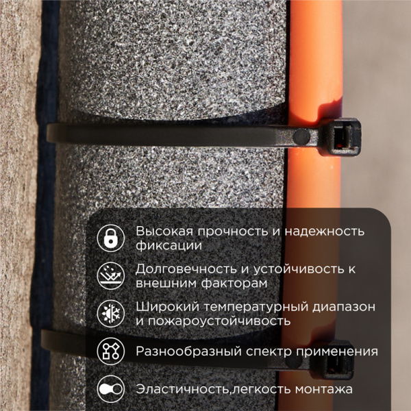 Стяжка кабельная нейлоновая 150x2,5мм, черная (25 шт/уп) REXANT