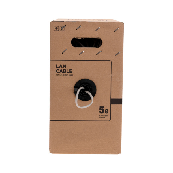 Кабель витая пара U/UTP, CAT 5e, PE, 4PR, 24AWG, OUTDOOR, SOLID, черный, 305м, РФ REXANT