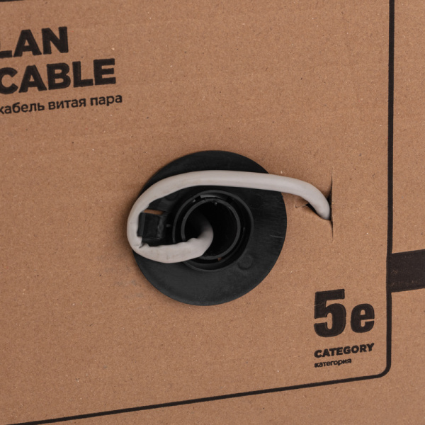 Кабель витая пара F/UTP, CAT 5е, PVC, 4PR, 24AWG, INDOOR, SOLID, серый, 305м, серия LIGHT, РФ REXANT