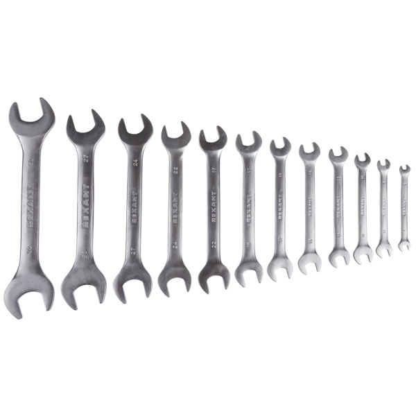 Набор ключей рожковых 6-32мм 12 предметов CrV, зеркальное хромирование REXANT 