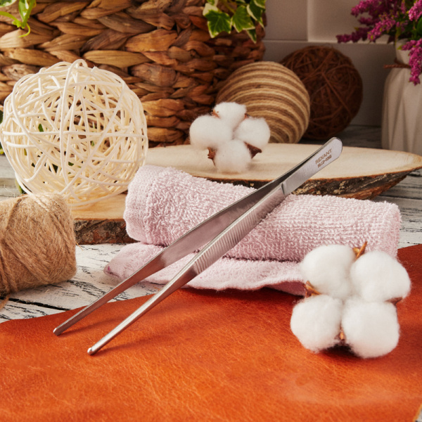 Пинцет прямой, рифленый 200мм (блистер) REXANT