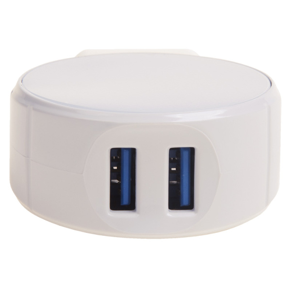 Сетевое зарядное устройство 2хUSB (СЗУ) (5 V,2100 mA+1000 mA ) белое REXANT