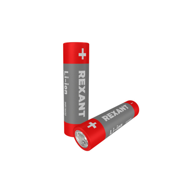Аккумулятор Li-ion 18650, 3,7В, 2400мАч, без платы защиты, плоский контакт, 2 шт, блистер REXANT