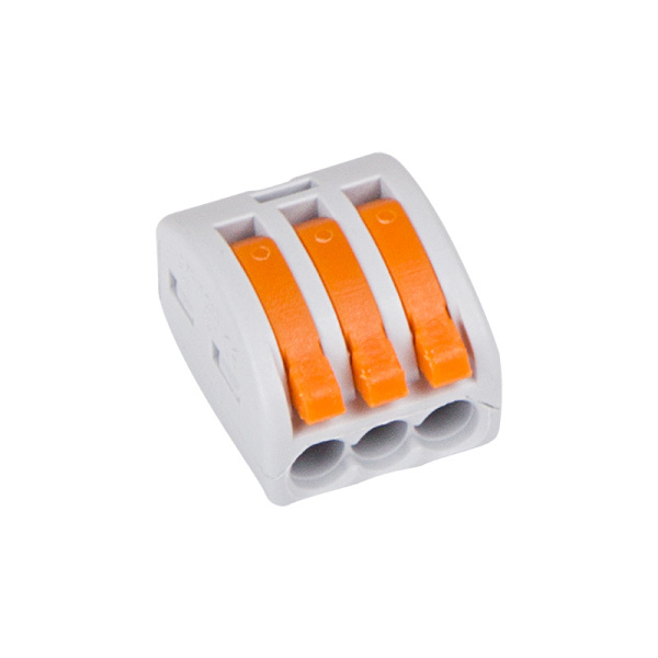 Универсальная клемма СМК 222-413, 3-проводная серая 0,08-2,5/4 мм² (блистер 5 шт./уп.) REXANT