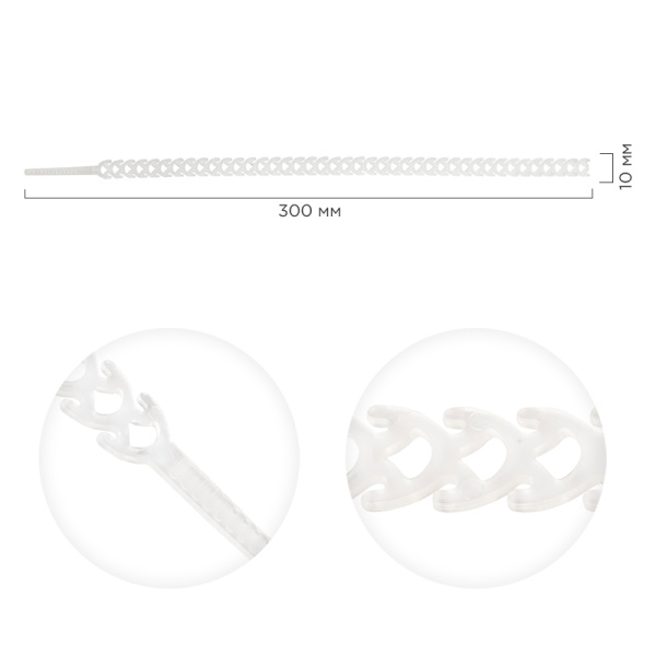 Стяжка полимерная многоразовая 300х10мм, прозрачная (20 шт/уп) REXANT