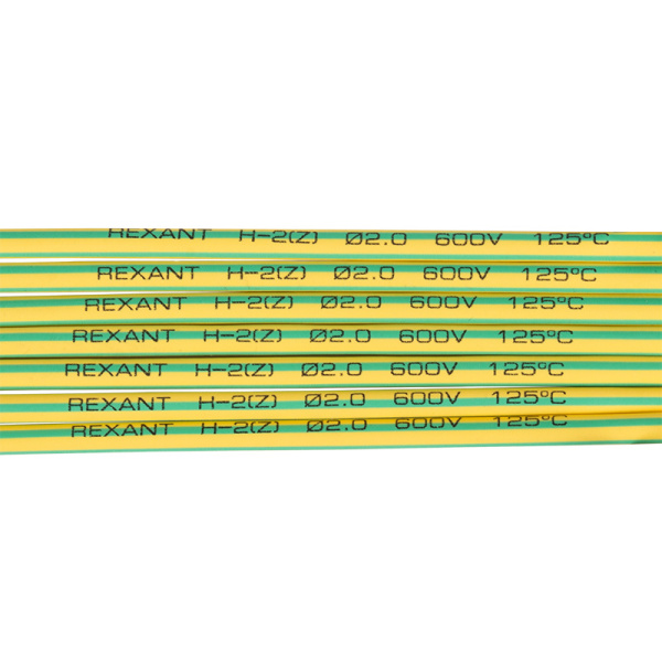 Трубка термоусаживаемая ТУТ нг 2,0/1,0мм, желто-зеленая, упаковка 50 шт. по 1м REXANT